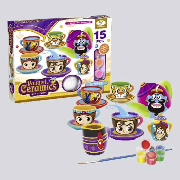 DIY Painted Aladdin Ceramics Tea Set 15Pcs