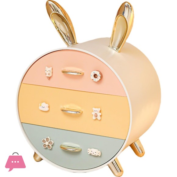 Plastic Drawers Bunny Desktop Storage Box For Girls Cute Rabbit Dresser Makeup Organizer