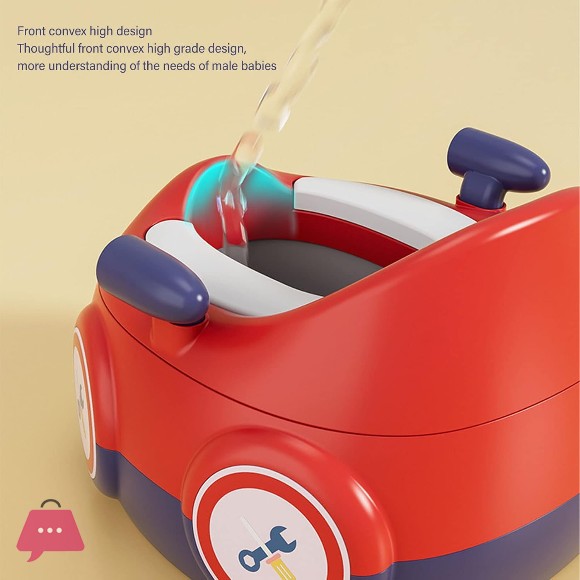 Potty Training Toilet, Thickened PP Separate Design Easy to Clean Portable Potty PU Cushion Curved Backrest Cute Cartoon Shape Potty Training Seat for Car