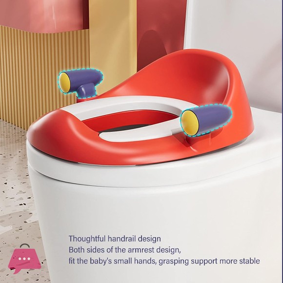Potty Training Toilet, Thickened PP Separate Design Easy to Clean Portable Potty PU Cushion Curved Backrest Cute Cartoon Shape Potty Training Seat for Car