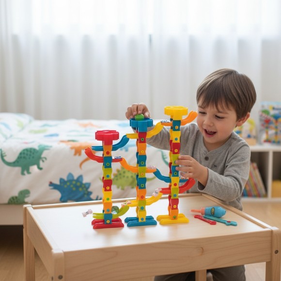 Ramp Racer Puzzle Game Track Maze with Construction Elements