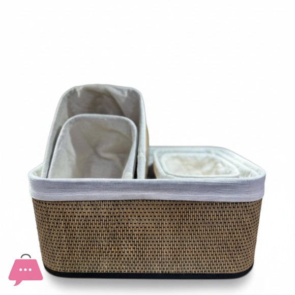 Rattan Rectangular Multipurpose Bamboo Basket 5-Piece
