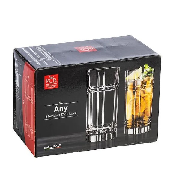 RCR Hb ANY Trasparente Crystal Glass 370ml 6 Pcs - 280610