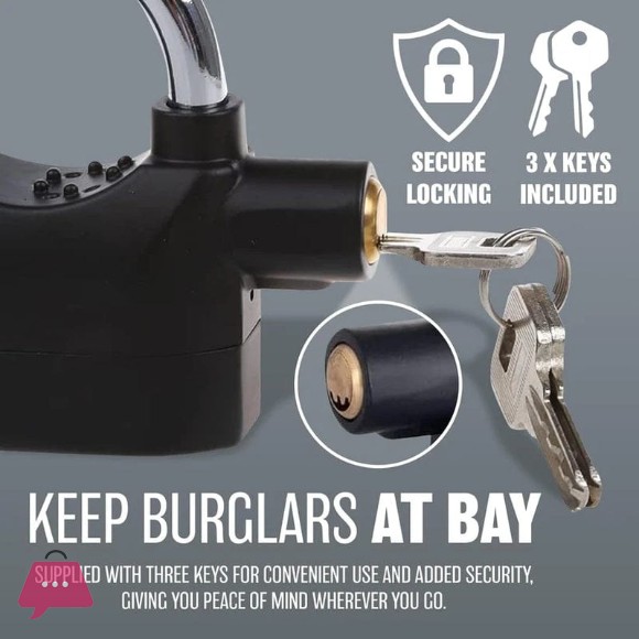 Rechargeable Alarm Padlock Anti-Theft Siren Security Lock for Outdoor Gates Storage Units Shops & Vehicles