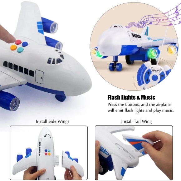 Remote Control Four-channel Large Plane Story-telling Steering Wheel Rc Plane For Kids Birthday Gifts