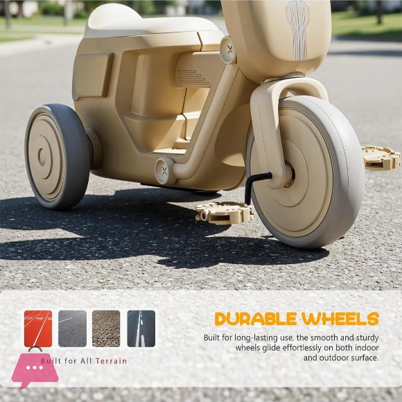 Revona Tricycle Pedal Ride Music Function Non-Slip Handles 12 Months to 4 Years