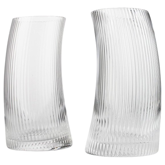 Creative Drinking Glasses Ribbed Coupe Glasses Set of 6