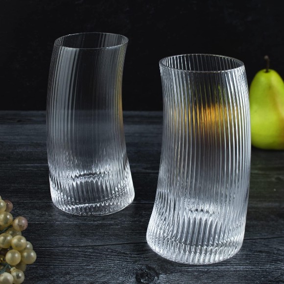 Creative Drinking Glasses Ribbed Coupe Glasses Set of 6