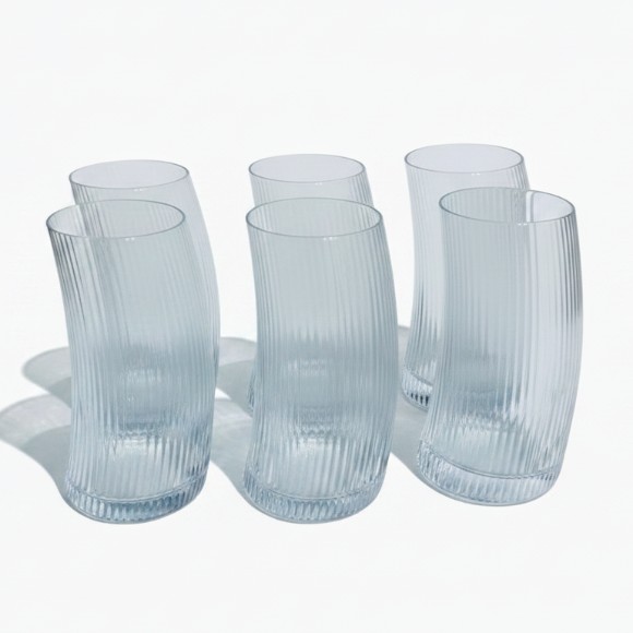 Creative Drinking Glasses Ribbed Coupe Glasses Set of 6
