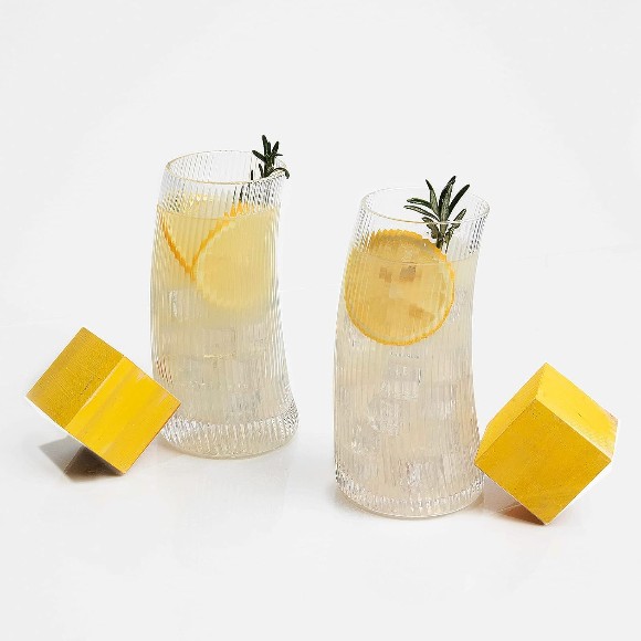 Creative Drinking Glasses Ribbed Coupe Glasses Set of 6