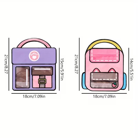 Set Of 4 Zip Lock Bag, Kids School Bag Shape Packing Bag, Cartoon Candy Cookie Bag