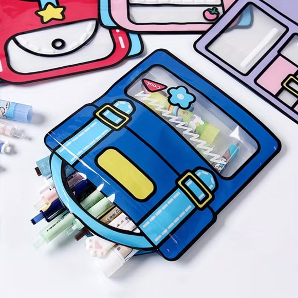 Set Of 4 Zip Lock Bag, Kids School Bag Shape Packing Bag, Cartoon Candy Cookie Bag