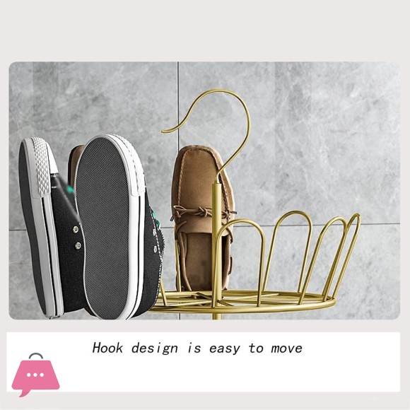 Shoe Rack Shoe Rack Three-layer Wrought Iron Hook Shoe Shelf Household Floor Drying Shoe Rack