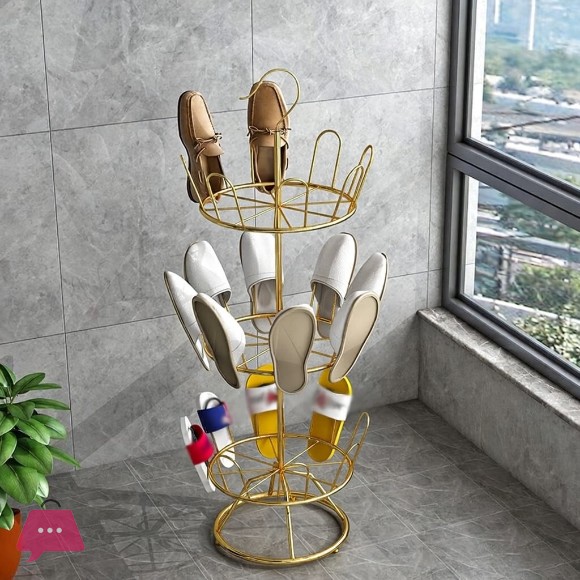 Shoe Rack Shoe Rack Three-layer Wrought Iron Hook Shoe Shelf Household Floor Drying Shoe Rack