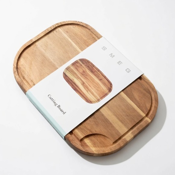 SMEG Solid Wood Chopping Board Acacia Wood Lacquer-Free Wax-Free