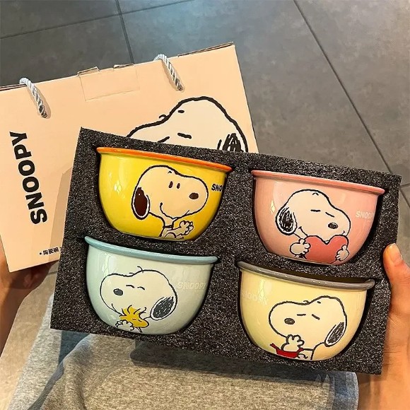 Snoopy Anime Movie Character Ceramic High-Resistant Bowl Pack of 4