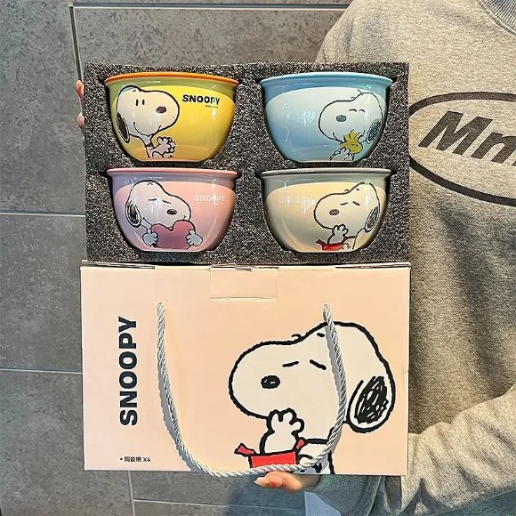 Snoopy Anime Movie Character Ceramic High-Resistant Bowl Pack of 4