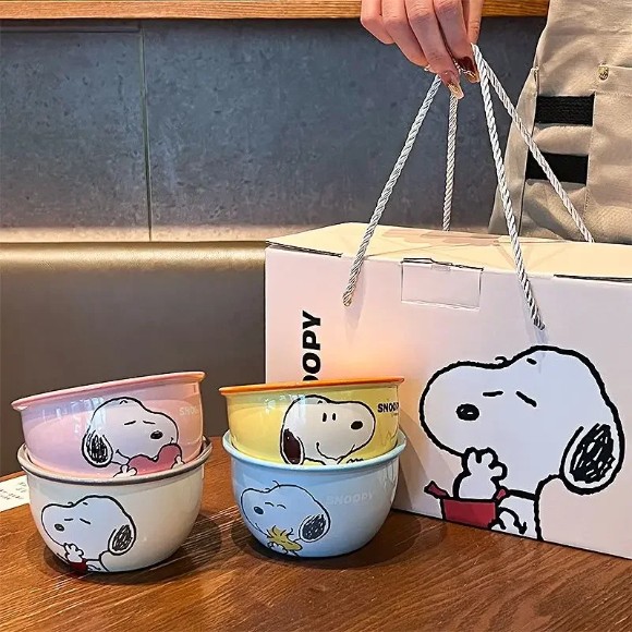 Snoopy Anime Movie Character Ceramic High-Resistant Bowl Pack of 4