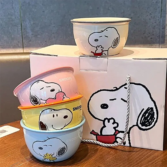 Snoopy Anime Movie Character Ceramic High-Resistant Bowl Pack of 4