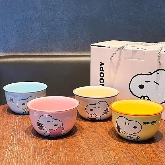 Snoopy Anime Movie Character Ceramic High-Resistant Bowl Pack of 4