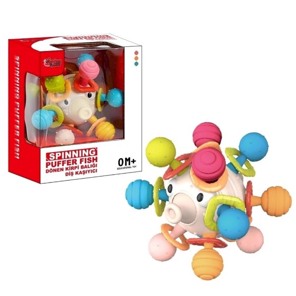 Spinning Pufferfish Ball Toy Rattle Teether