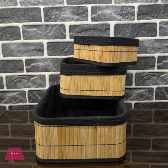 Square Wicker Basket Decorative Home Organizer Organizer Multi-Purpose Bamboo Basket Set of 3