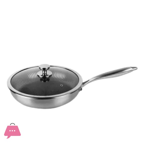 Stainless Steel Honeycomb Laser Coated Non-stick Frying Pan with Lid Induction Safe