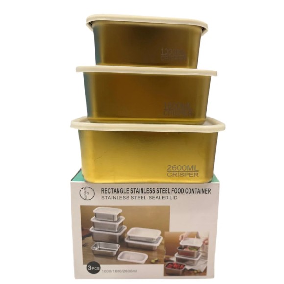 Stainless Steel Food Containers with Lids Snack Containers Leak Proof 1000ml+1600ml+2600ml