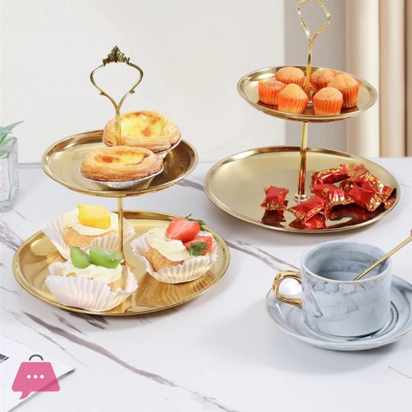 Stainless Steel Gold 2 Tier Cake Stand