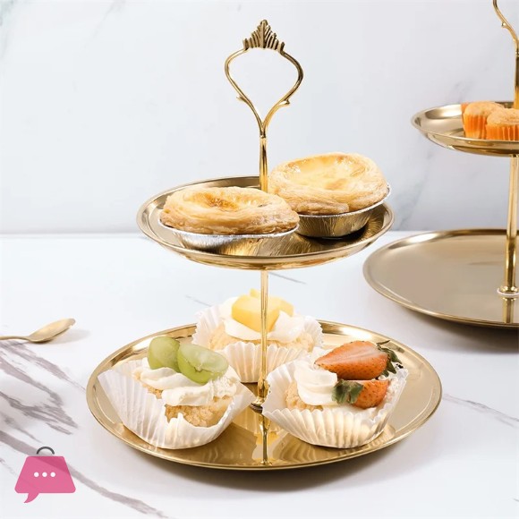 Stainless Steel Gold 2 Tier Cake Stand