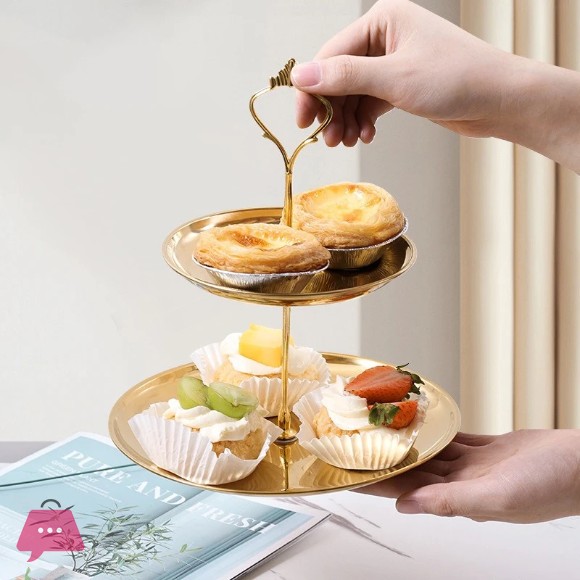 Stainless Steel Gold 2 Tier Cake Stand