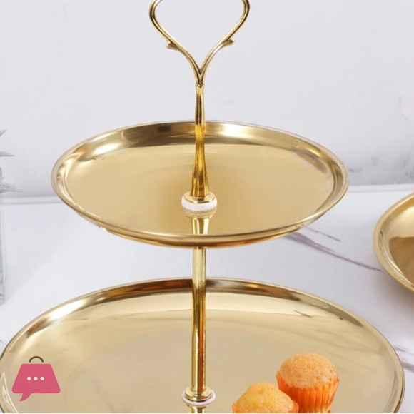 Stainless Steel Gold 2 Tier Cake Stand