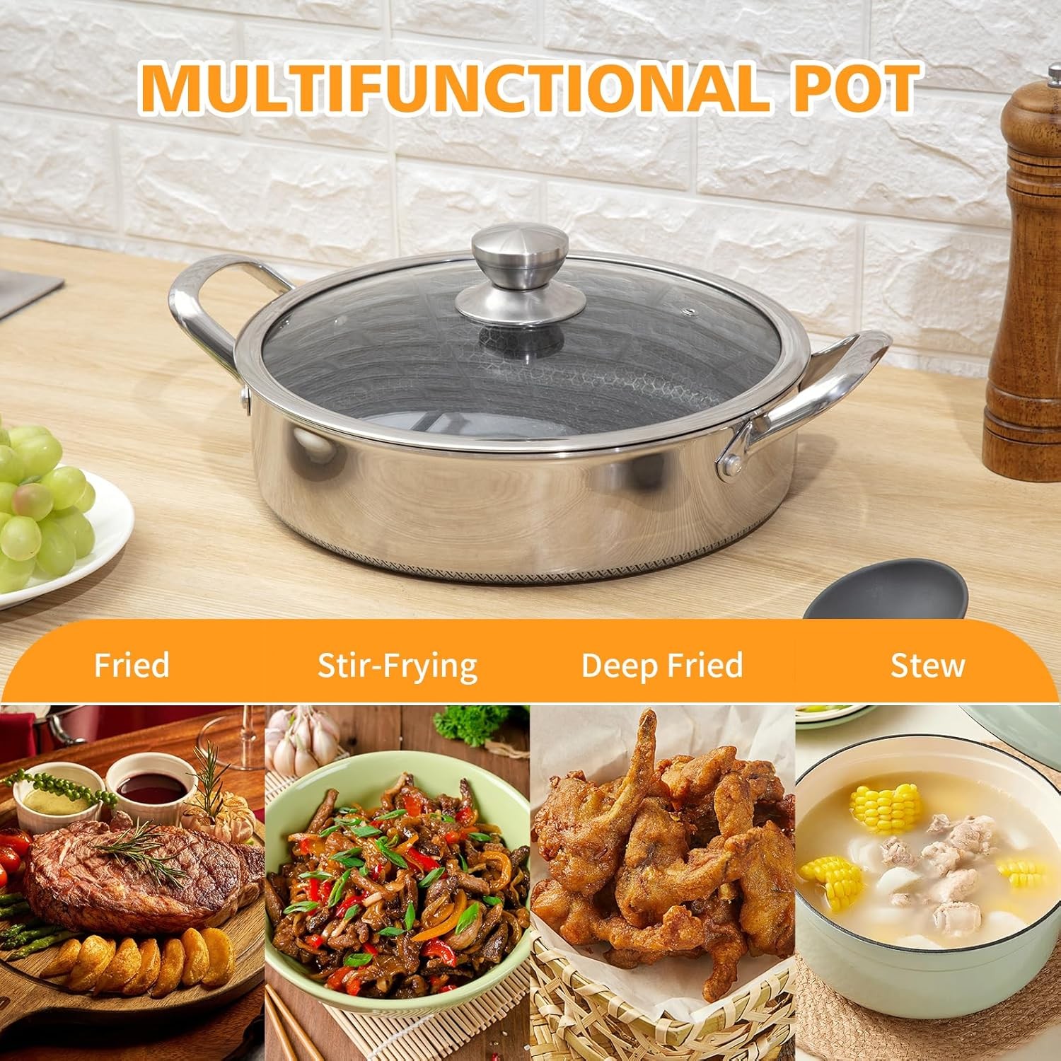 stainless-steel-honeycomb-laser-coated-non-stick-double-handle-low-casserole-cooking-pot