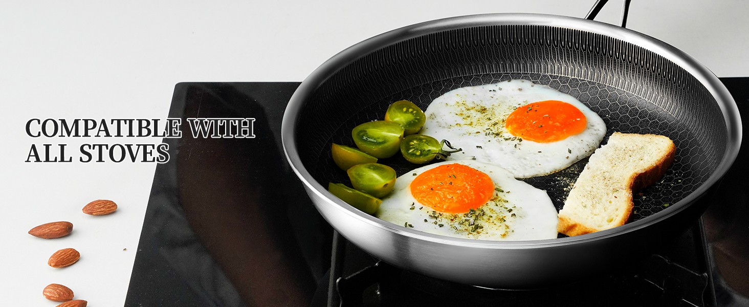 stainless-steel-honeycomb-laser-coated-non-stick-frying-pan-with-lid-induction-safe