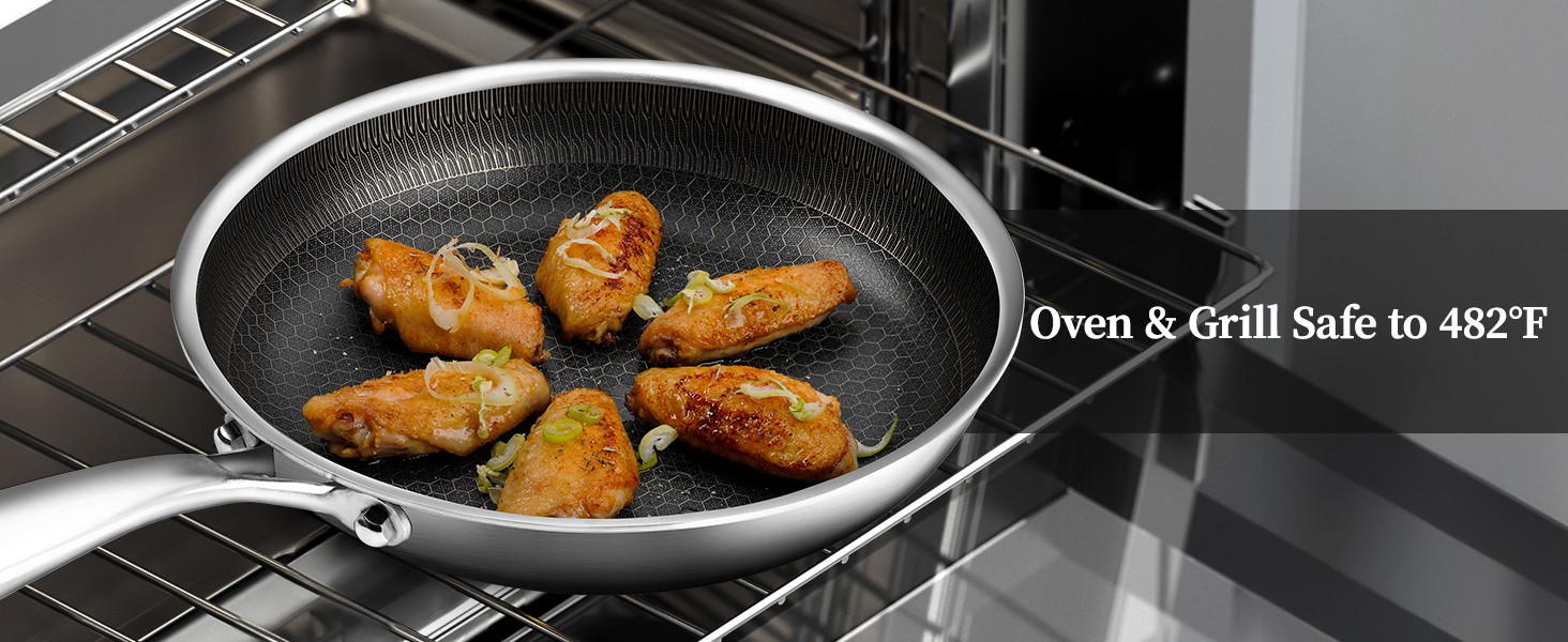 stainless-steel-honeycomb-laser-coated-non-stick-frying-pan-with-lid-induction-safe