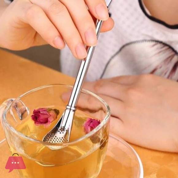 Stainless Steel Straw Filter Spoon, Metal Straw Stainless Steel Drinking Straw (Pack Of 4)
