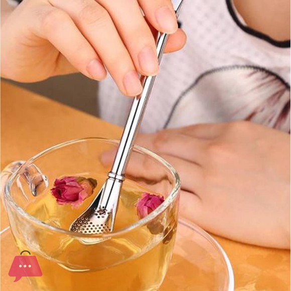 Stainless Steel Straw Filter Spoon, Metal Straw Stainless Steel Drinking Straw (Pack Of 4)