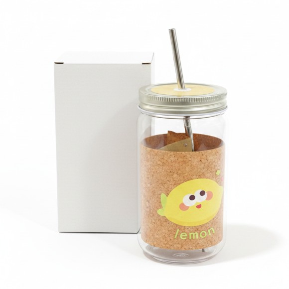 Reusable Drinking Jar with Steel Lid and Straw