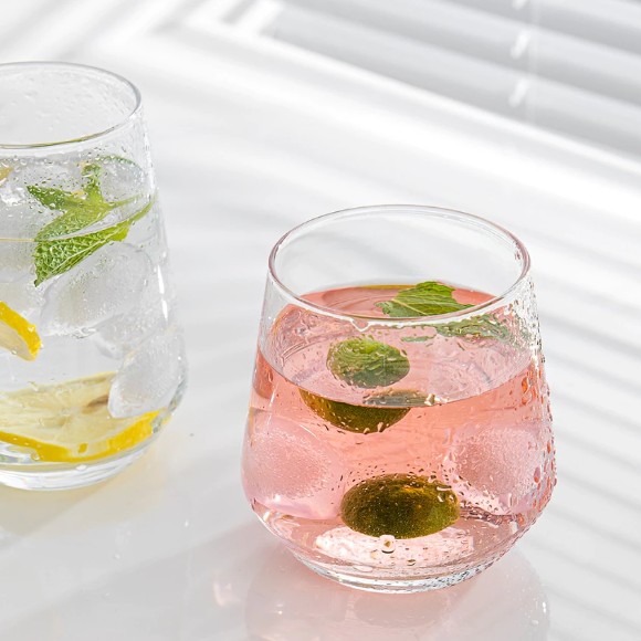 Stemless Drinking Glasses Set of 6 410ml