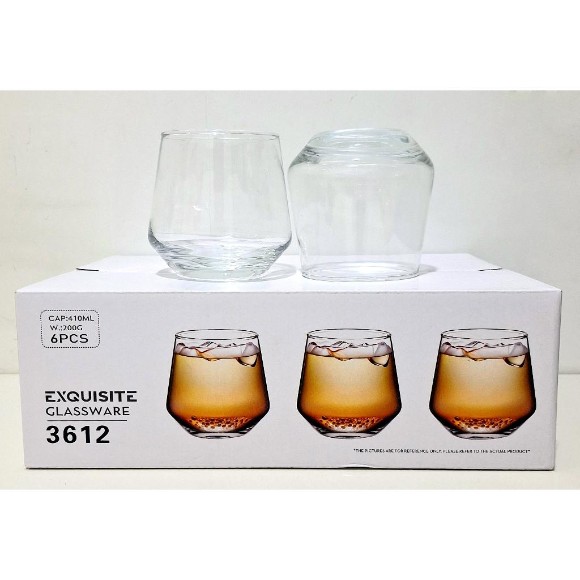 Stemless Drinking Glasses Set of 6 410ml