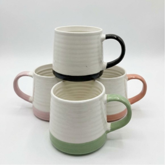 Stripe Groove Porcelain Coffee Mug - 1Pcs