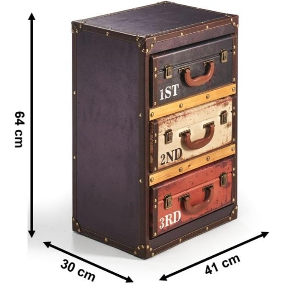 3 Compartments Suitcase Look Retro Suitcase Shelf - 41 x 30 x 64 cm
