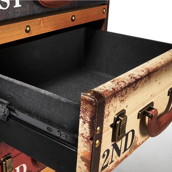 3 Compartments Suitcase Look Retro Suitcase Shelf - 41 x 30 x 64 cm