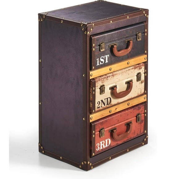 3 Compartments Suitcase Look Retro Suitcase Shelf - 41 x 30 x 64 cm
