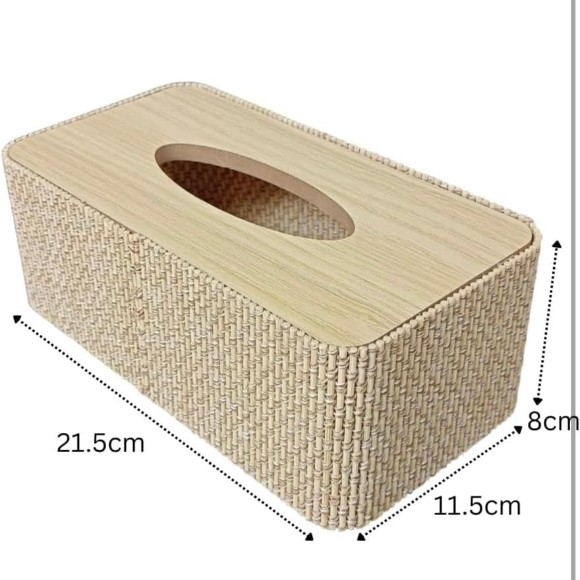 Wooden Tissue Paper Holder Box with Jute Finish