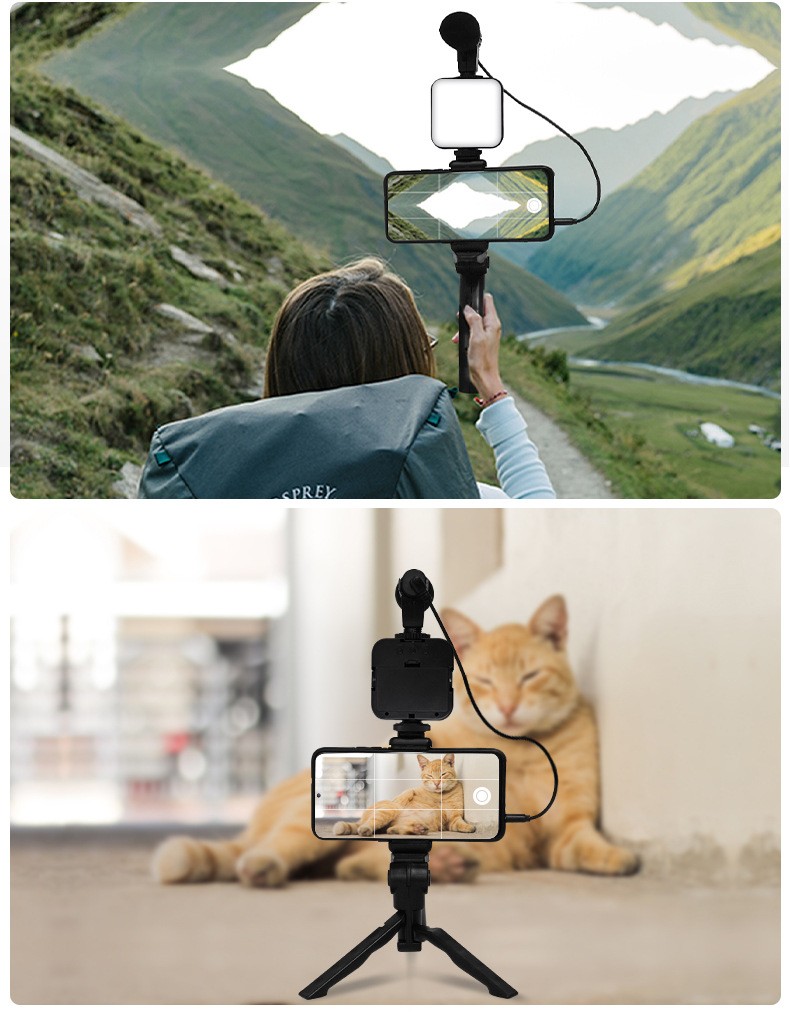 video-vlogging-kits-with-microphone-led-fill-light-&-mini-tripod-ay-49