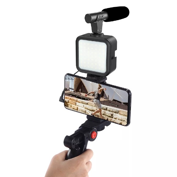 Video Vlogging Kits with Microphone LED Fill Light & Mini Tripod AY-49