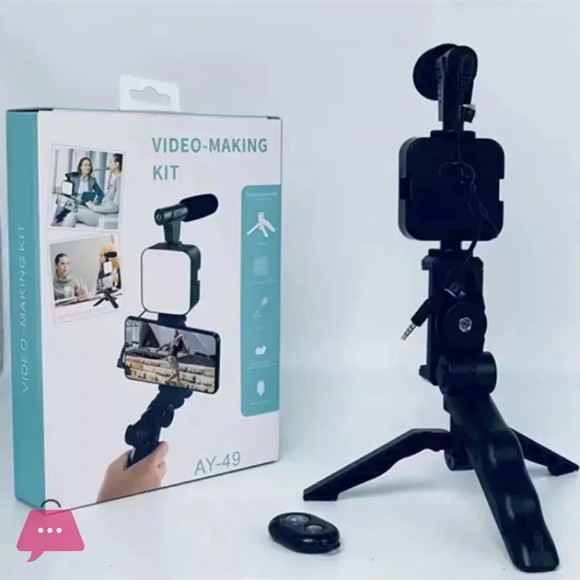 Video Vlogging Kits with Microphone LED Fill Light & Mini Tripod AY-49