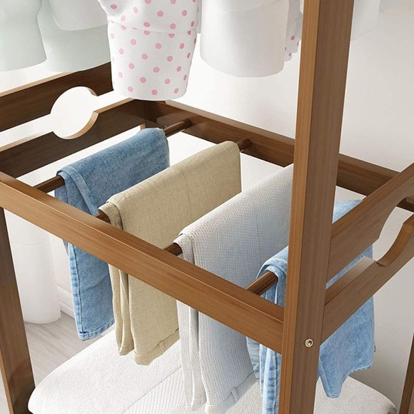 Wooden Clothing Rack Wardrobes Clothes Hanger Stand to Hang Clothes, Hats, Bags