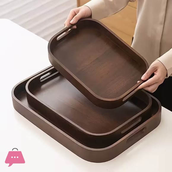 Wooden Tray with Two Handles Ideal for Serving